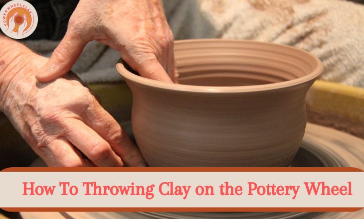 Throwing clay on the pottery wheel